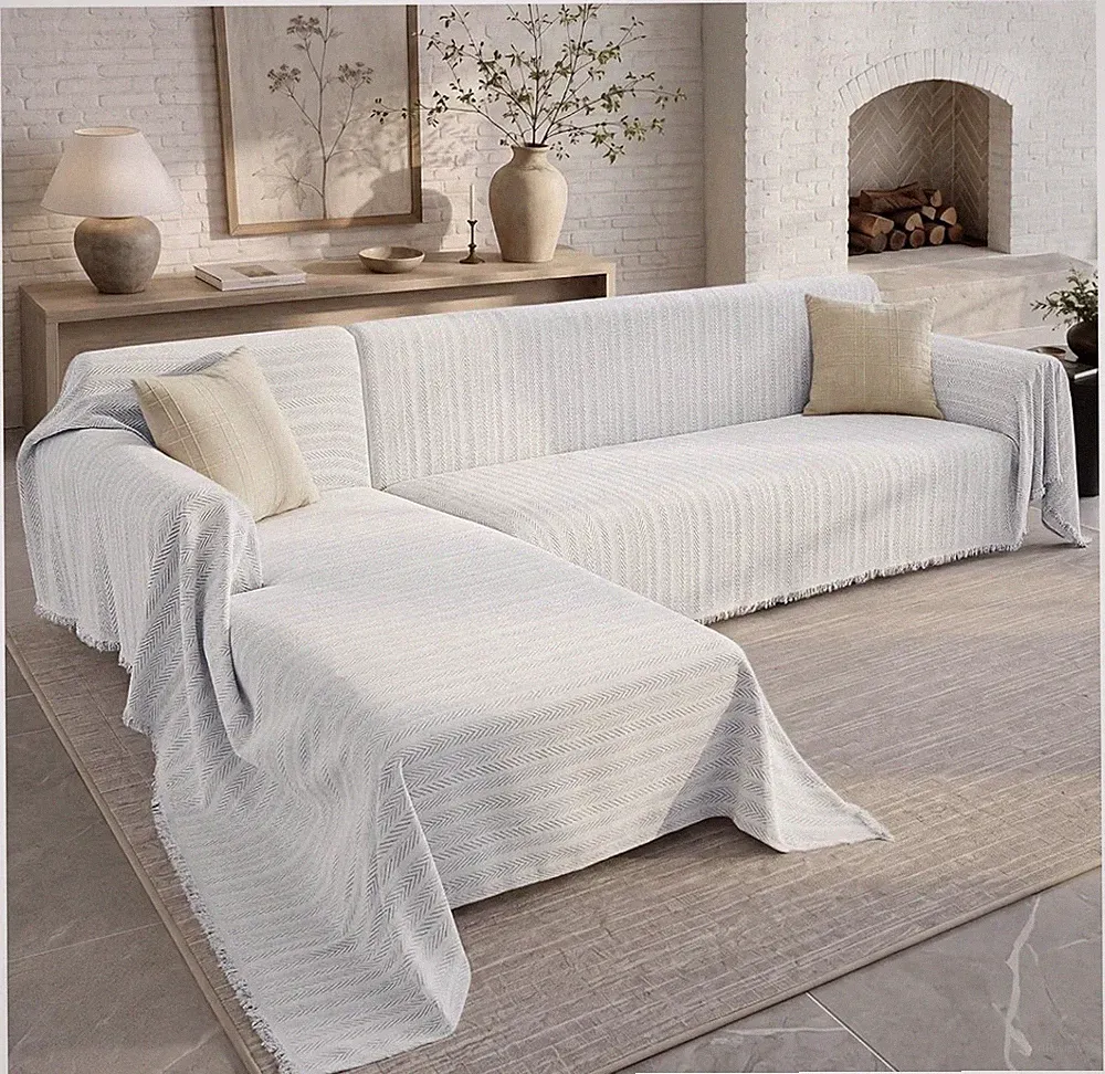 Herringbone L Shaped Sectional Couch Cover