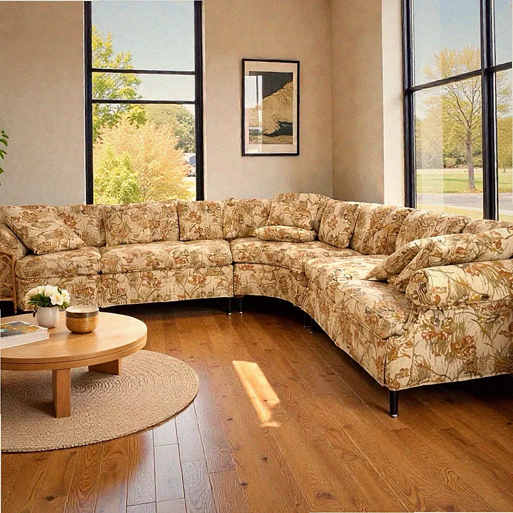 Hickory Tavern Sectional Sofa Floral Pattern Vintage Retro 6-Seater