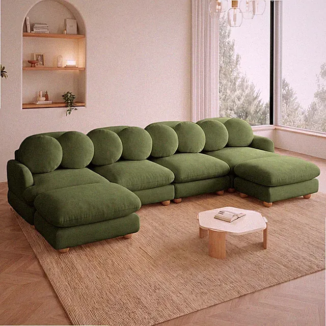 High-Density Foam 6-Seater Chenille Modular Sectional Sofa