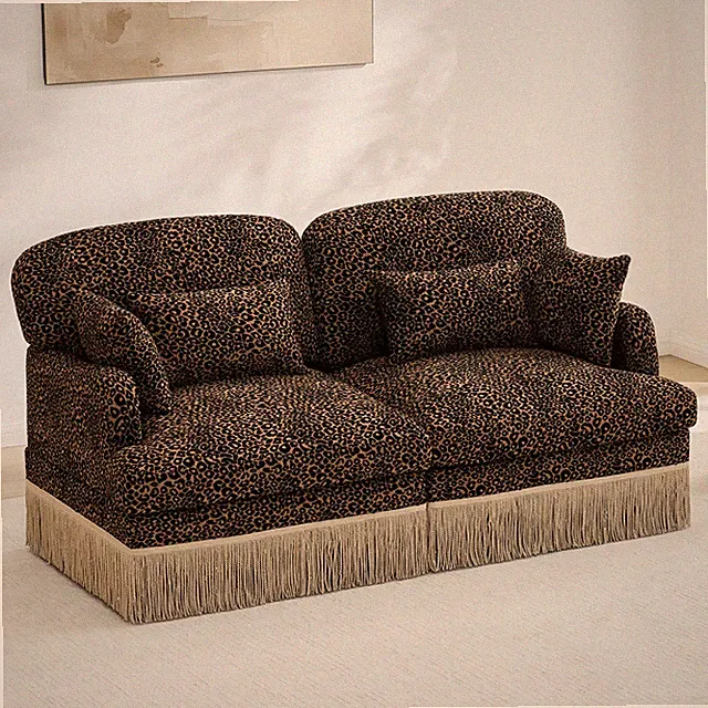 High-Density Foam Leopard Print Chenille Loveseat