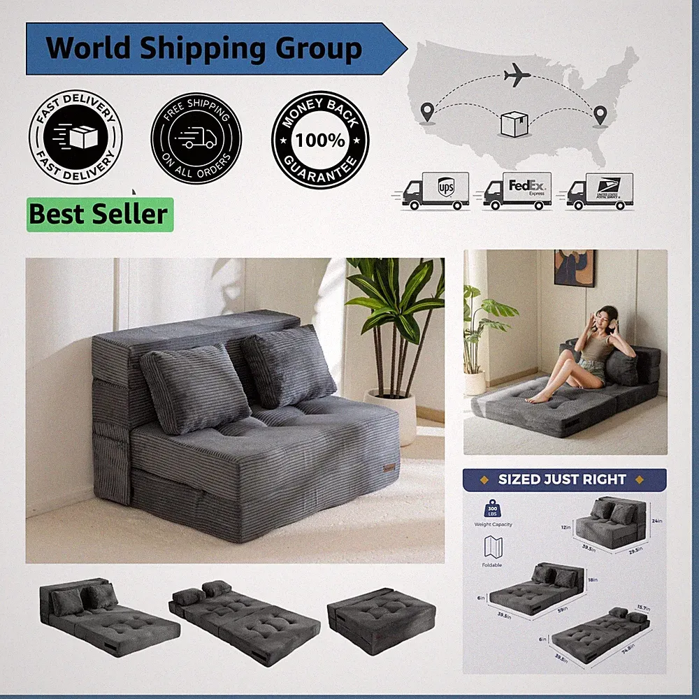 High-Density Foam Sofa Bed with Button Tufting - Effortless Living Room Chic