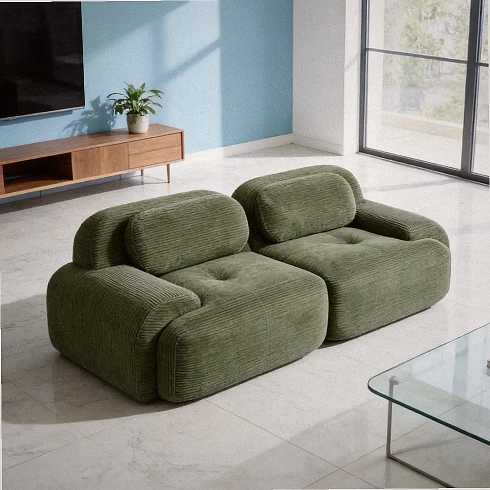 High-Quality 82"Comfortable Sectional Sofa Ergonomic Sectional Sofa In Green