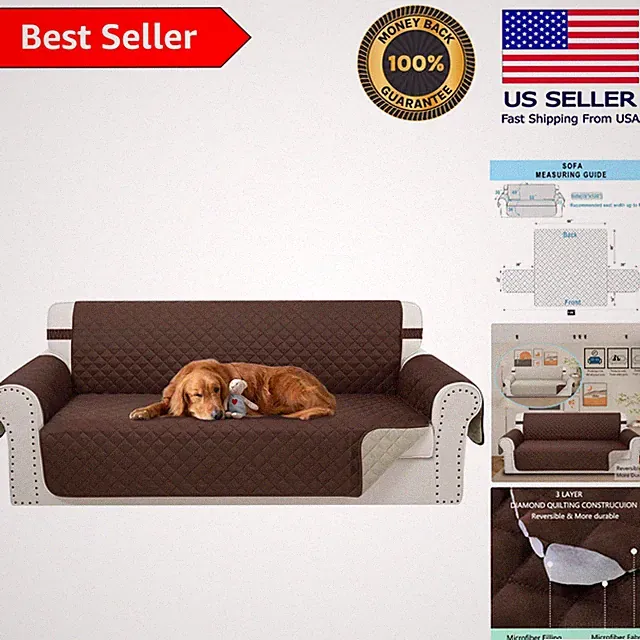High-Quality Quilted Couch Cover - Reversible, Easy Care & Designed for Pets