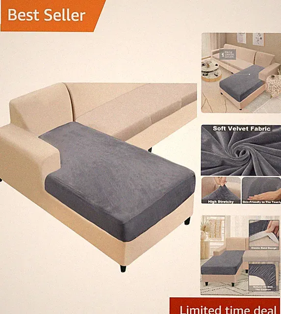 High-Quality Stretch Velvet Slipcover for Chaise Lounge - Protect Your Furniture