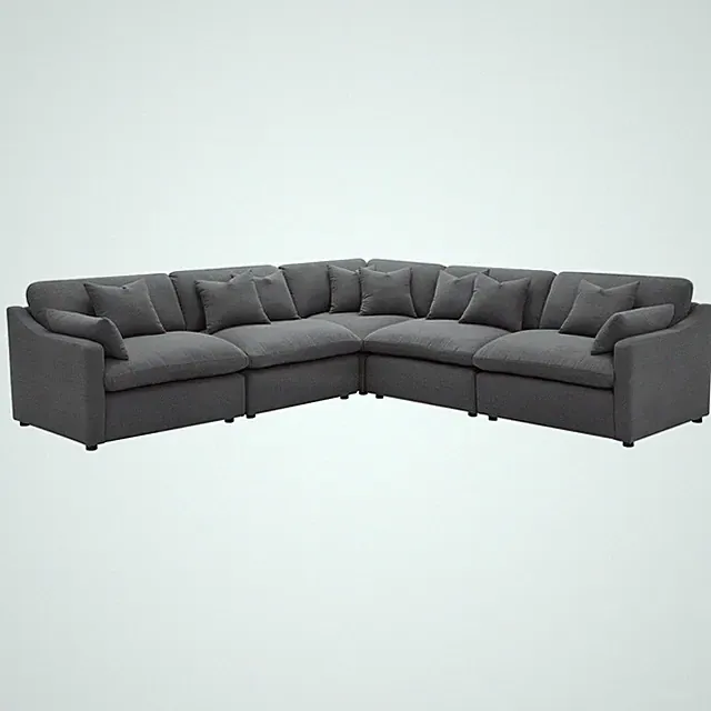 Hobson 5-piece Upholstered Modular Sectional Sofa Charcoal