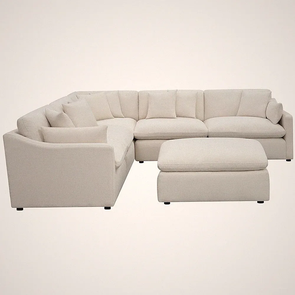 Hobson 6-piece Upholstered Modular Sectional Sofa Ivory