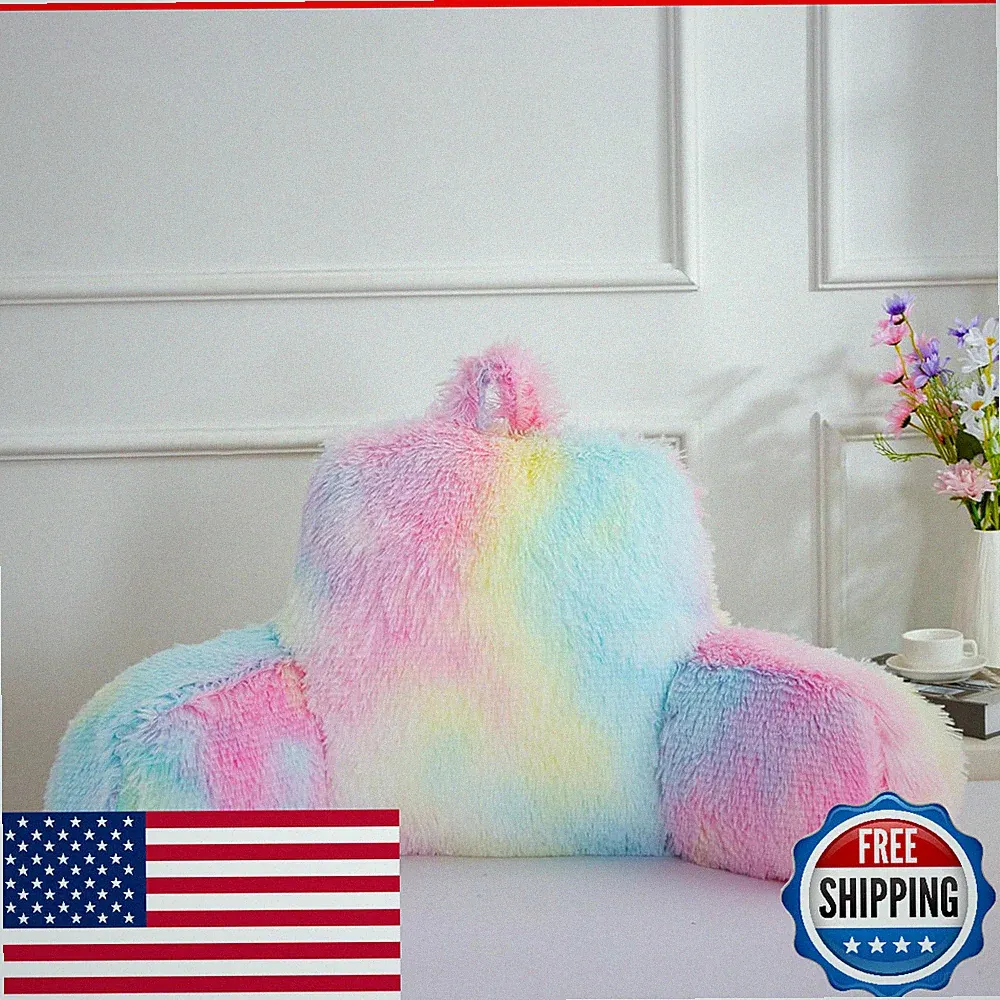 Holawakaka Shaggy Reading Pillow For Bed And Sofa Couch Sitting Up Tie Dye