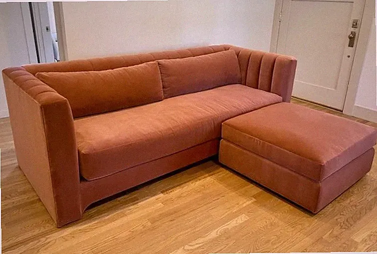Hollywood Regency 90" Designer Velvet Sofa with Ottoman