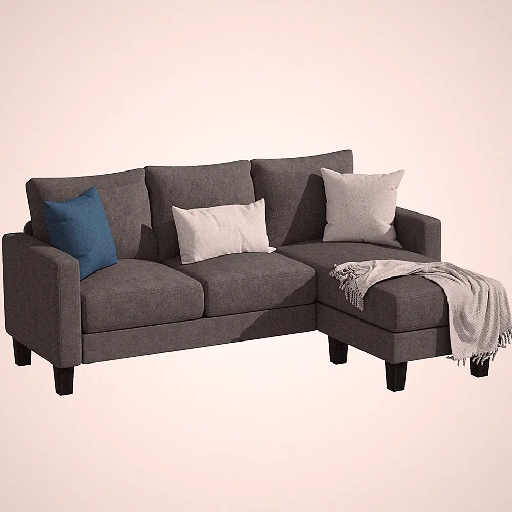 Homall Convertible Sectional Sofa Couch, Modern Linen Fabric L-Shaped Couch 3-Se