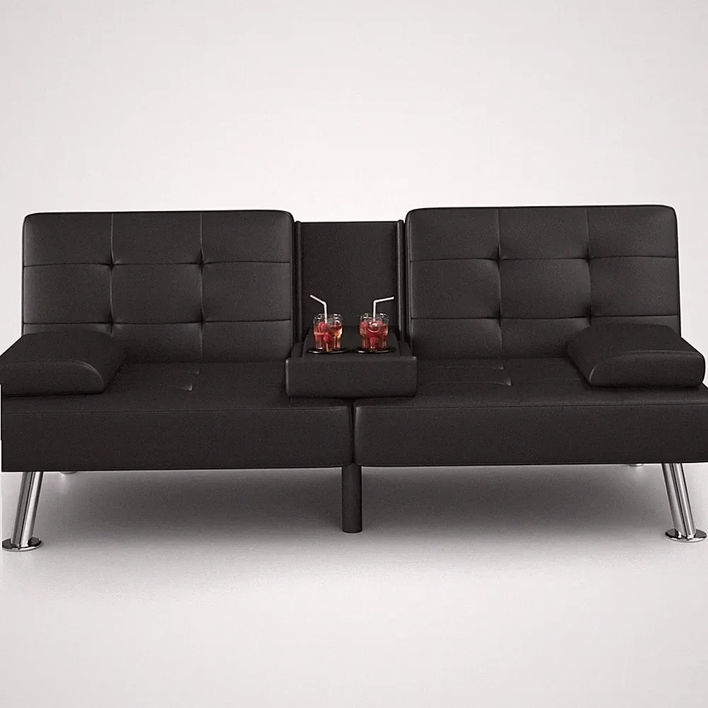 Homall Futon Sofa Bed Faux Leather Couch Modern Convertible Folding Recliner wit