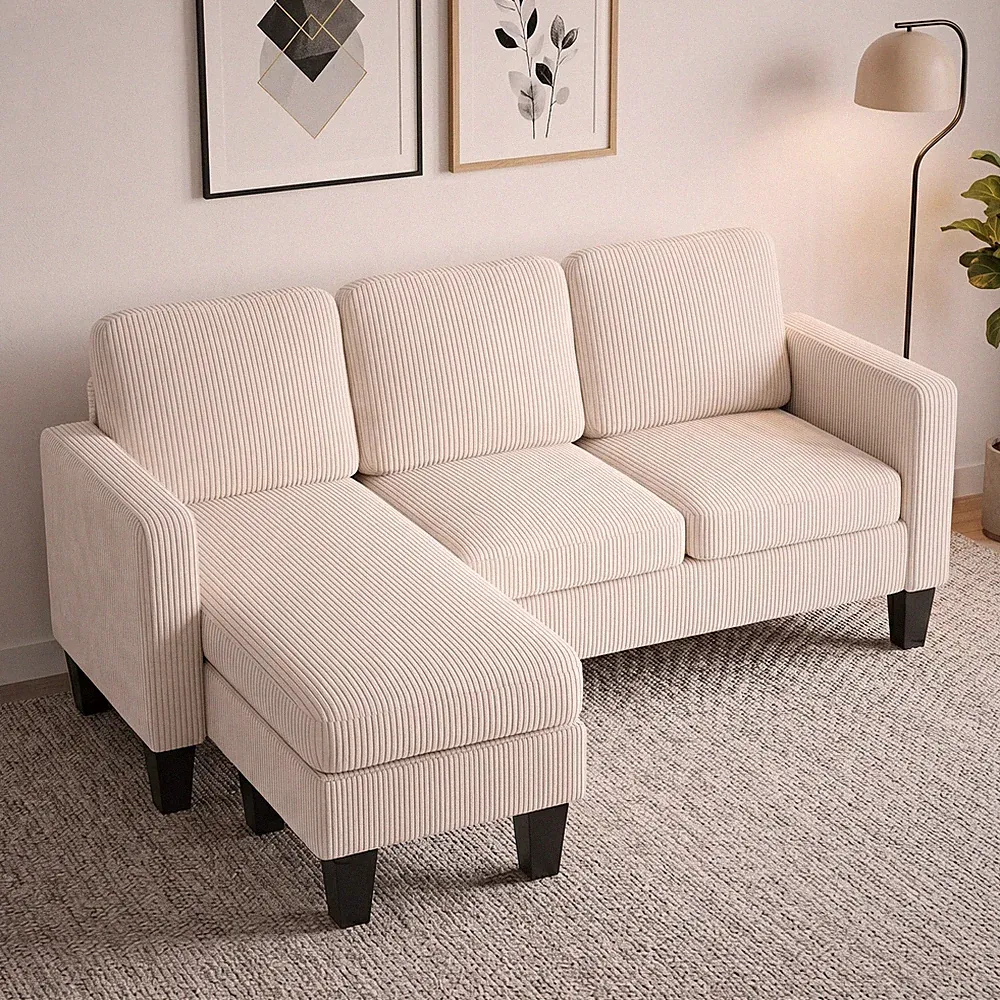 HOMCOM Sectional Sofa, L Shaped Couch with Reversible Chaise