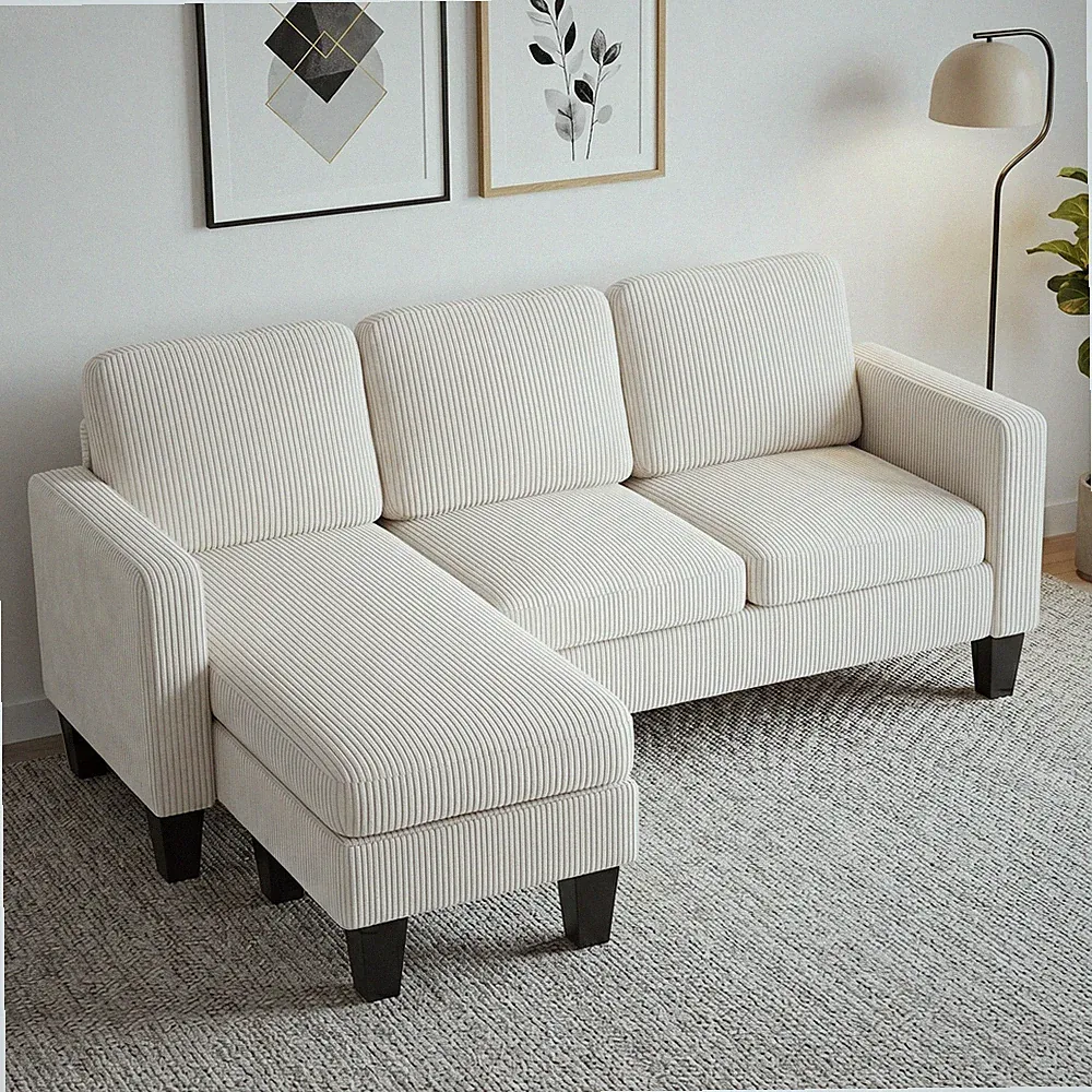 HOMCOM Sectional Sofa, L Shaped Couch with Reversible Chaise