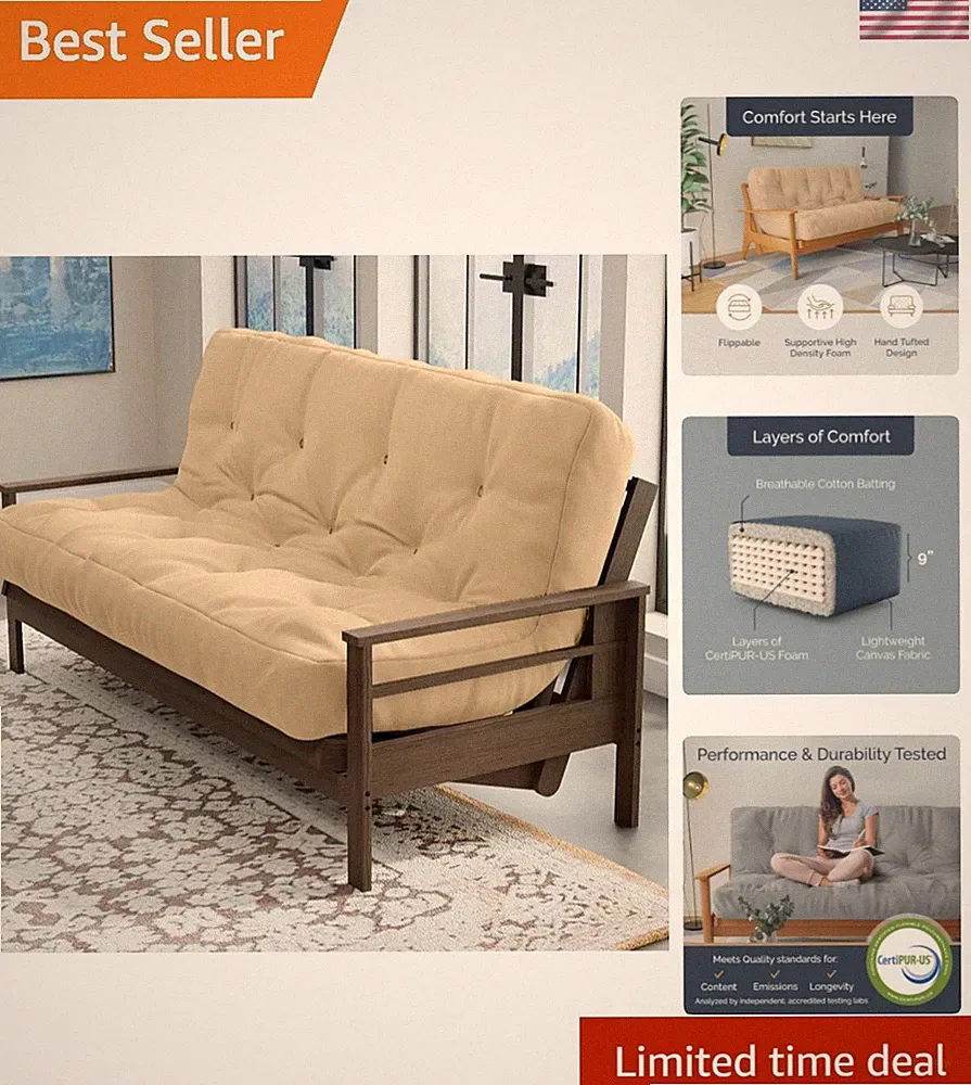 Home | 10" Full Size Futon Sofa Bed Foam Mattress - Made, Beige, No Frame