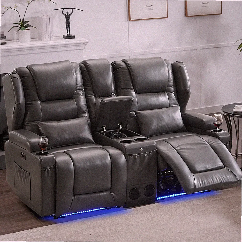 Home Theater Seating Recliner Sofa Love Seat Reclining Couch PU Leather Loveseat