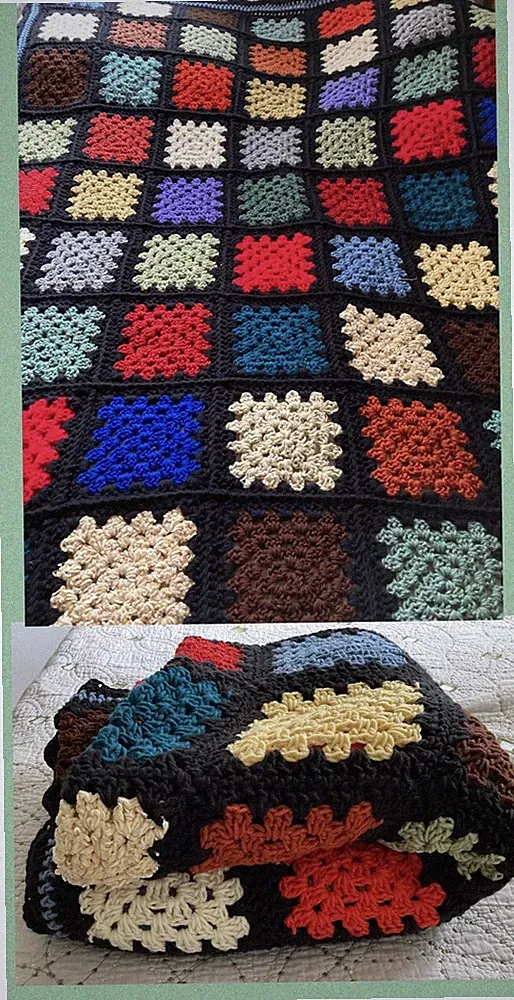 Homemade 62” x 70” Granny Square Crochet Afghan Sofa Throw Bed Cover Rosanne