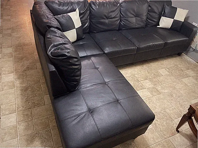 Hommoo Semi PU Leather Sectional Sofa, L Shaped Couch, Sectional Sofa Set for Sm