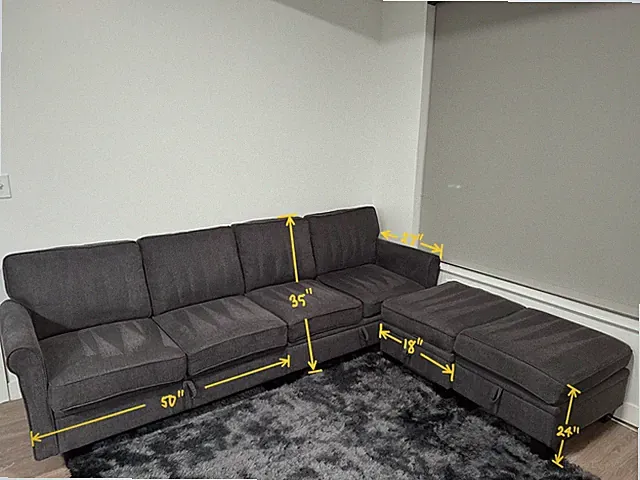Honbay 4 seater sectional couch- 2 ottomans - 6 hidden storages