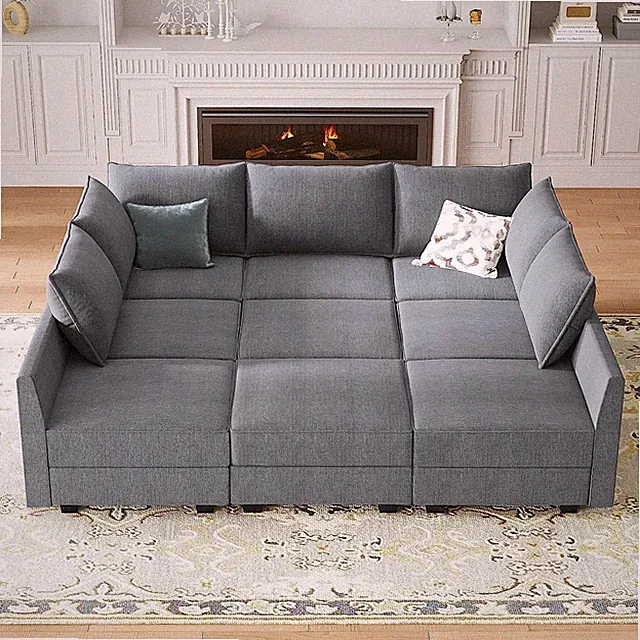 HONBAY Modular Sofa Sectional Couch U Shape Sofa with Ottomans Reversible