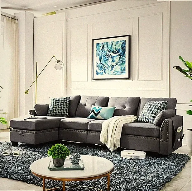 HONBAY Reversible Sectional Sofa for Living Room L-Shape Couch 4-seat