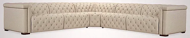 Hooker Furniture SS435-5PC3 Savion 132"W Fabric and Leather Sofa - Dark Wood /