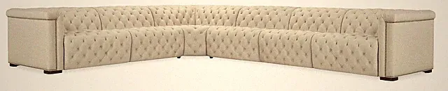 Hooker Furniture SS435-6PC3 Savion 168"W Fabric and Leather Sofa - Dark Wood /