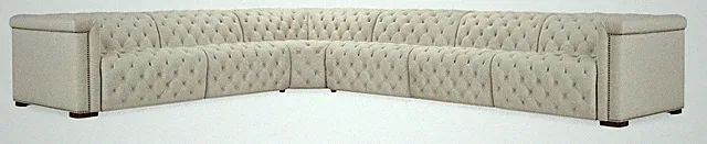 Hooker Furniture SS435-6PC4 Savion 168"W Fabric and Leather Sofa - Dark Wood /
