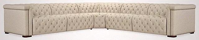 Hooker Furniture SS435-SPC4 Savion 132"W Fabric Sofa - Dark Wood / Aries Beach