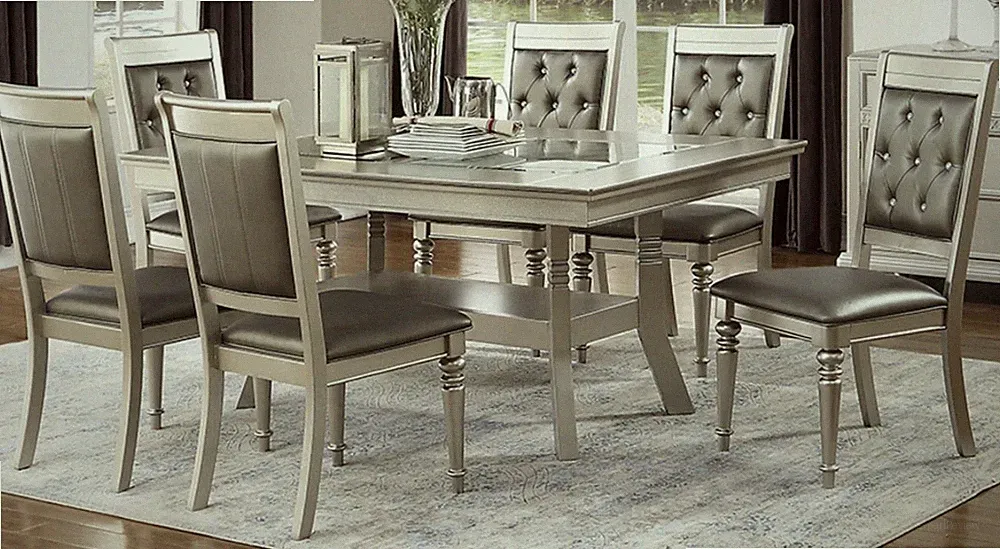 Hot Sectionals Traditional Formal 7-Pcs Dining Set - Silver (F1705 F2430)