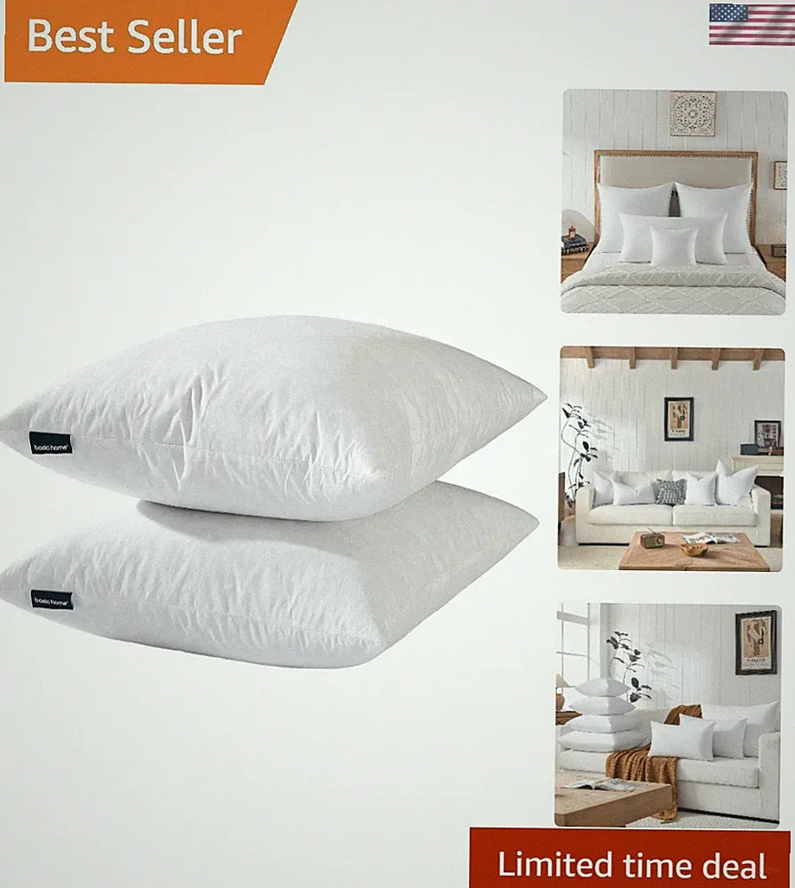 Hotel-Style Goose Feather Down Euro Pillow Insert for Sofa & Bed - 100% Odorl...