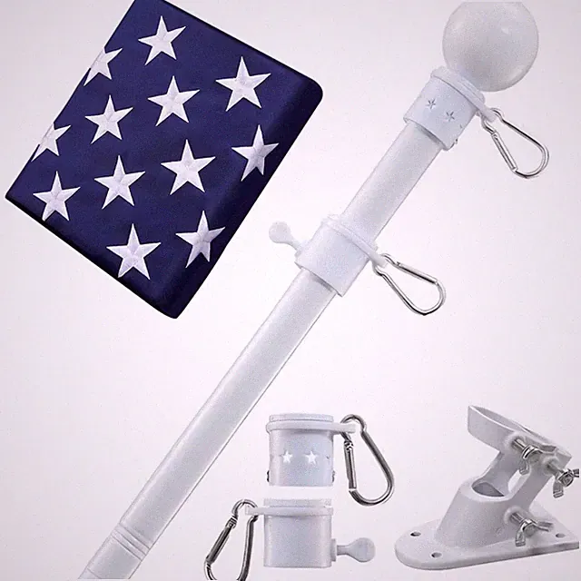 House Flag Pole With American Flag Flagpoles Residential Kit with 6ft Tangle...