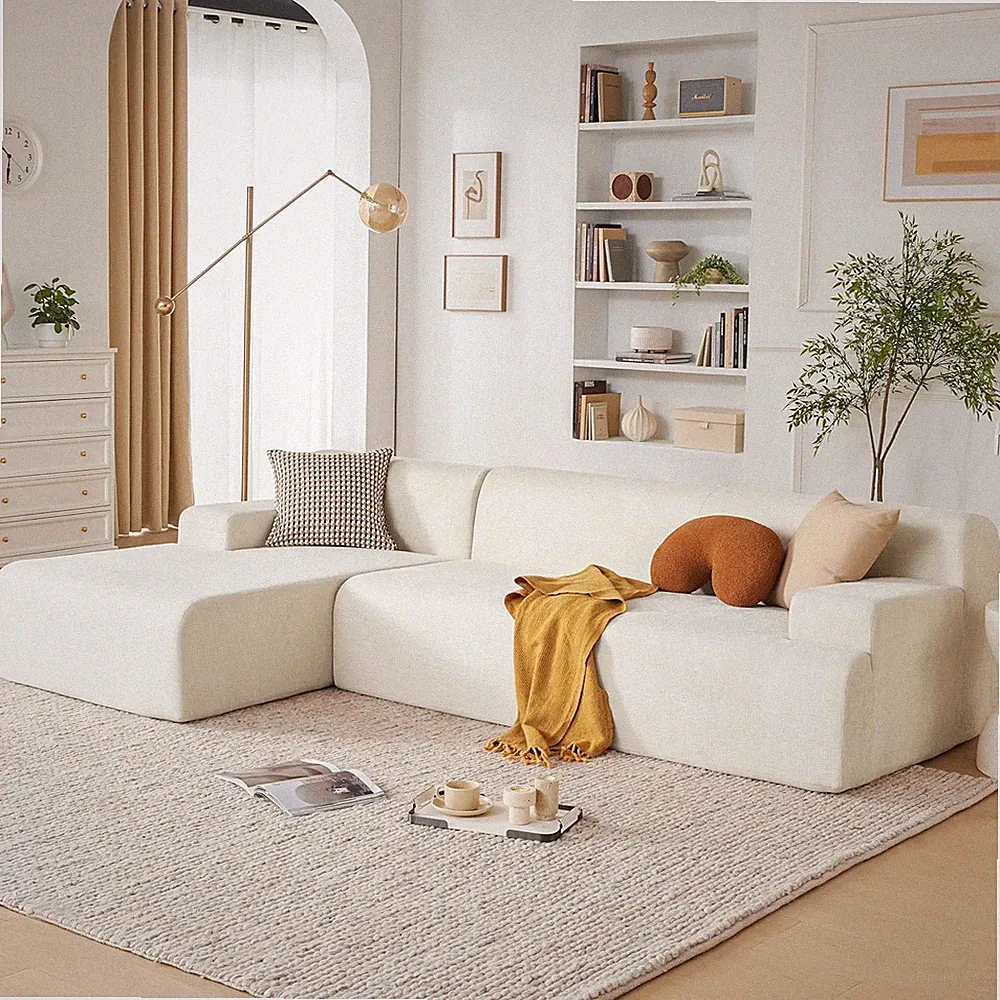 Huatean Home 107" Modular Sectional Sofa, Boneless Couch Sponge Sofa for Living