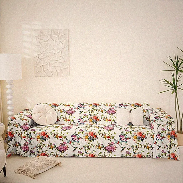 Hummingbird Couch Cover 71" x 102" Floral Sofa Cover Garden Botanical Flower...