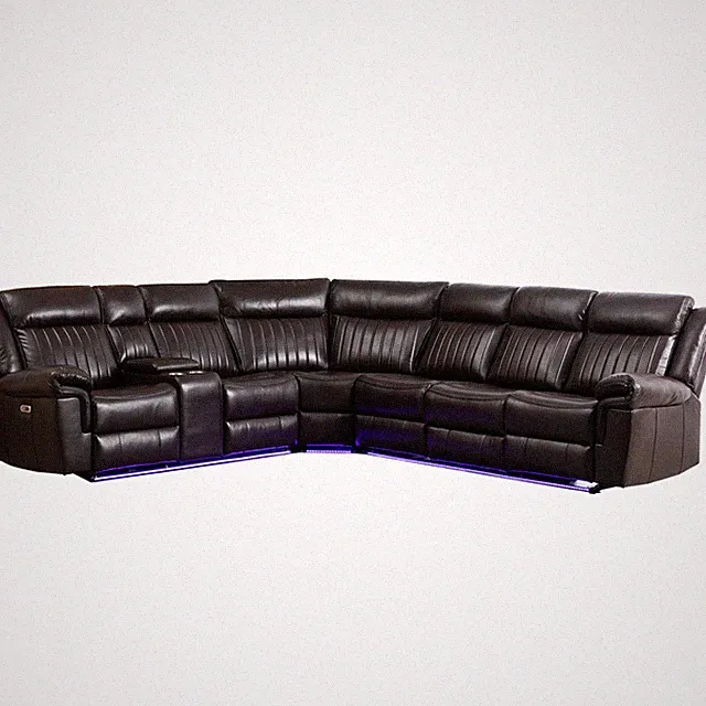 Hybition Power Reclining Sectional Sofa PU Leather L-Shaped Sofa -Brown