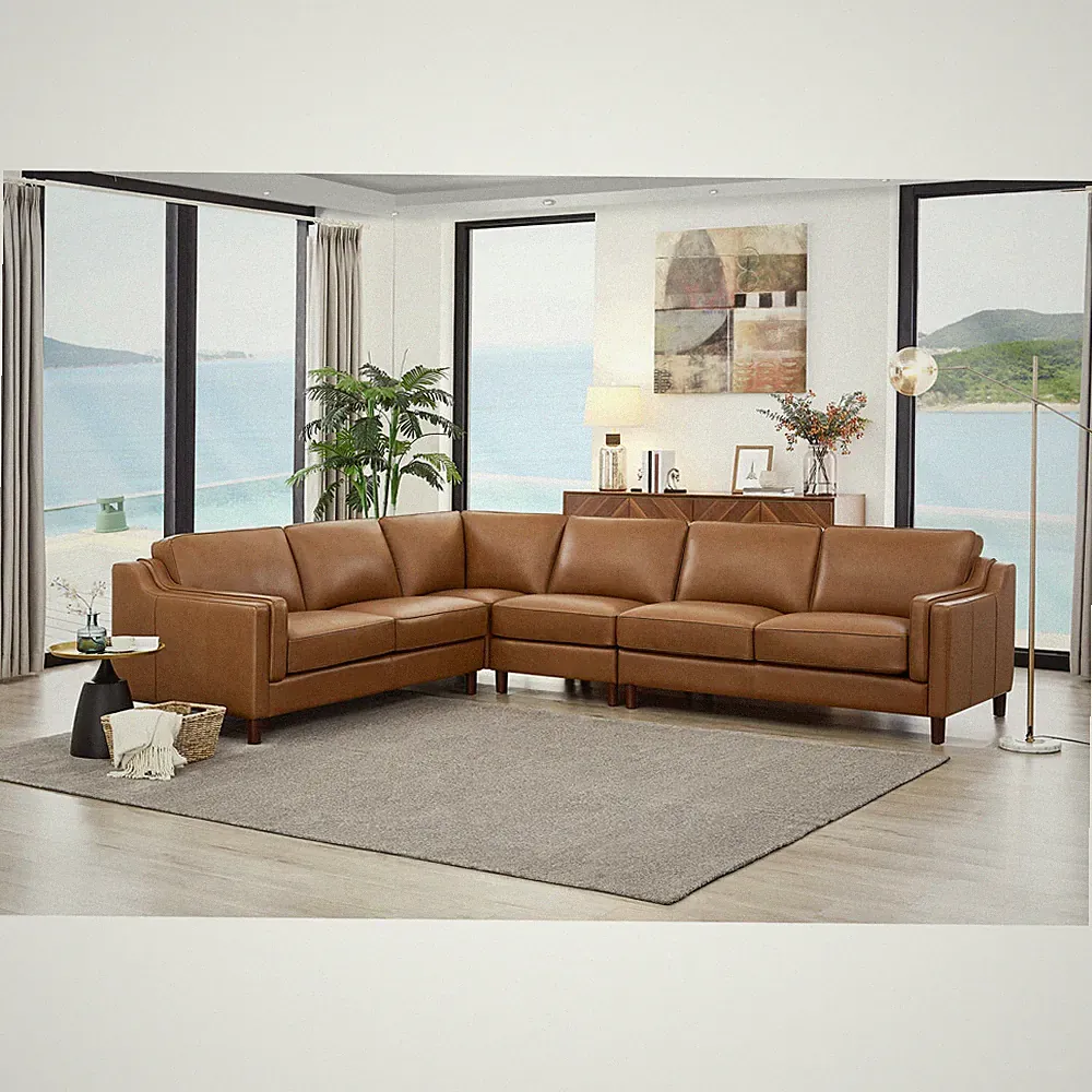 Hydeline Bella Top Grain Leather L-Shaped Sectional Sofa