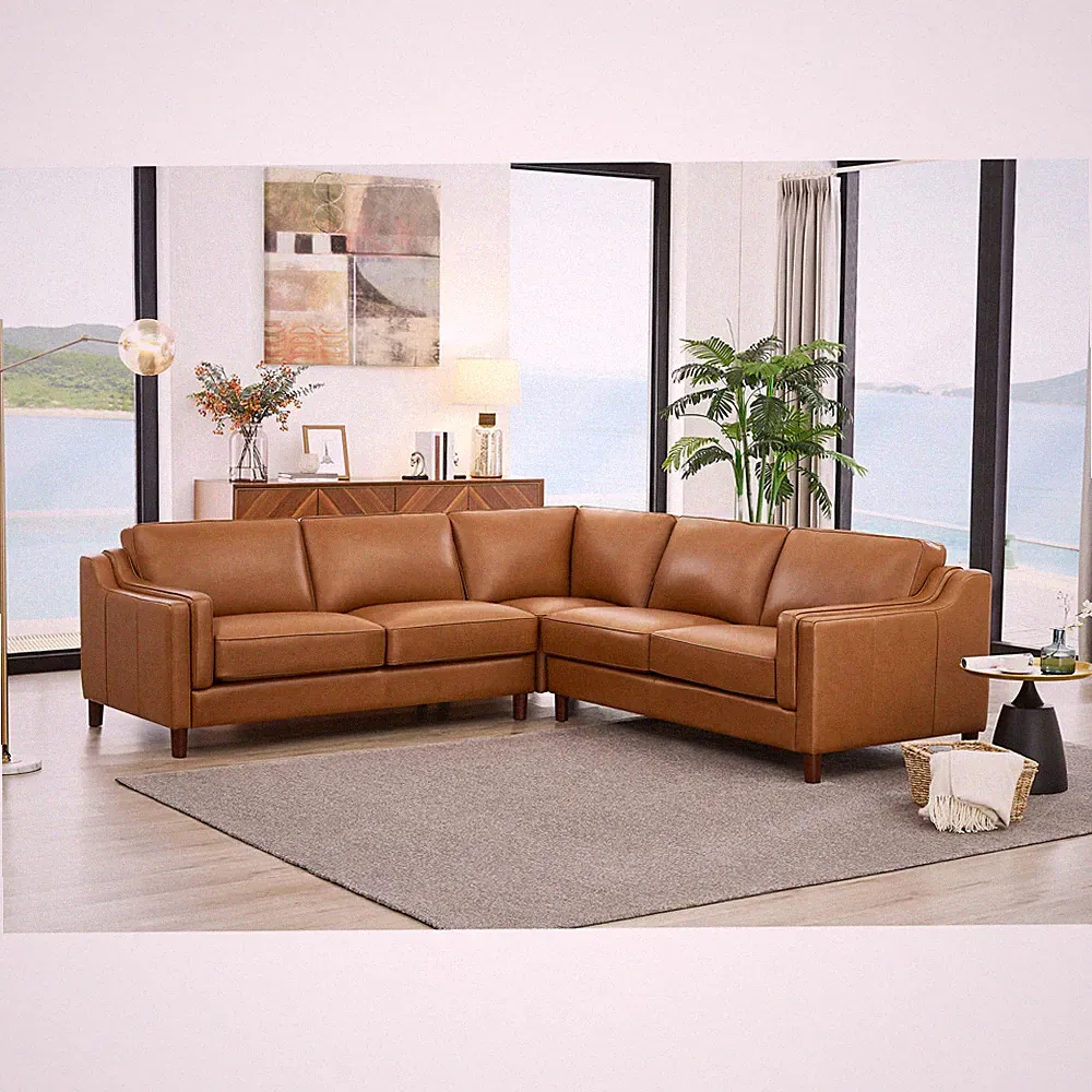 Hydeline Bella Top Grain Leather Symmetrical Sectional Sofa