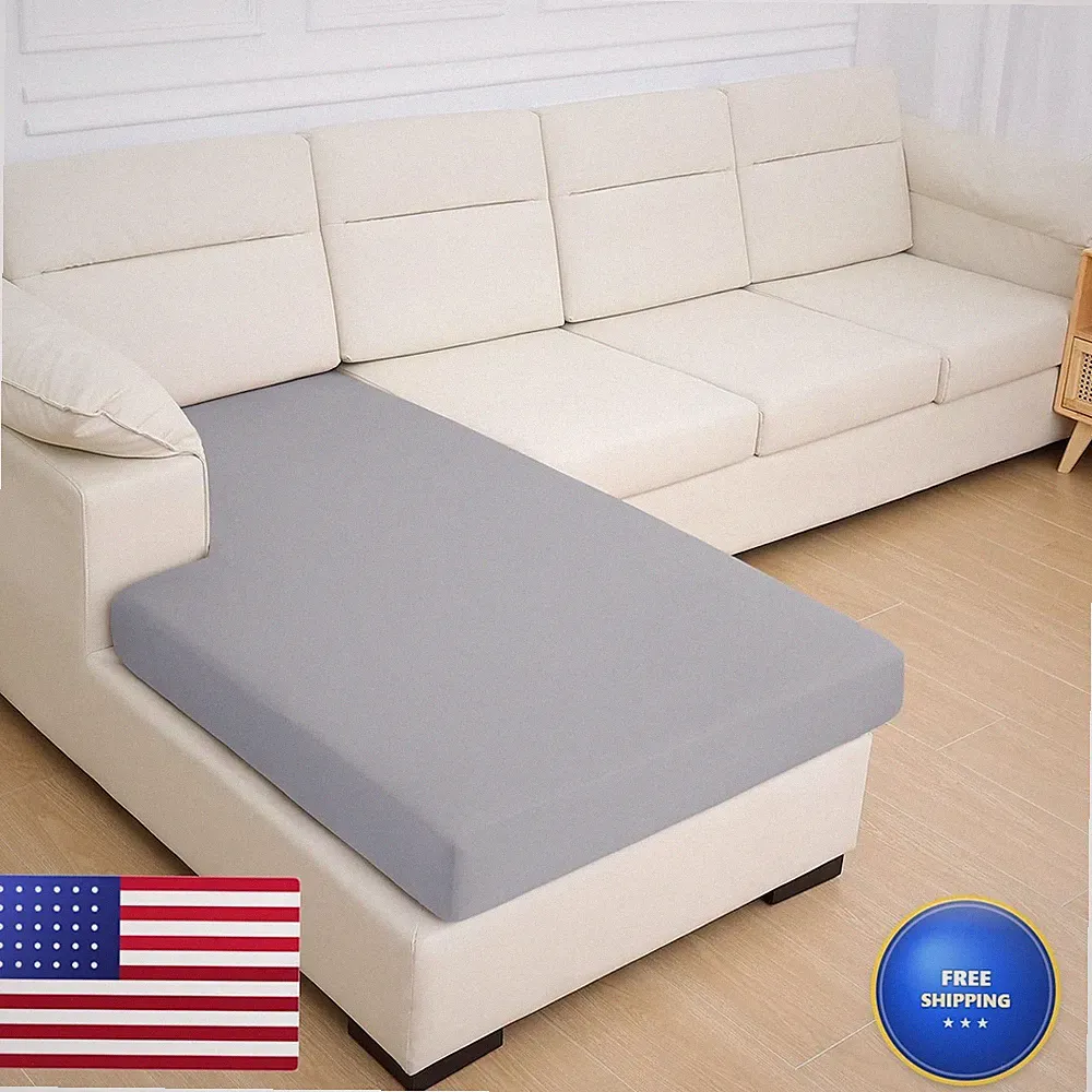 hyha Milk Silk Couch Cushion Covers for Sectional Sofa L Shape, Grey Chaise