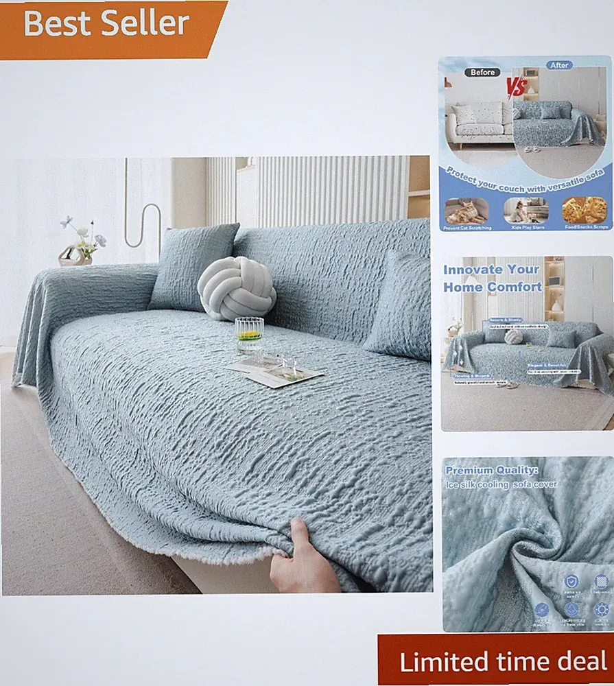 Ice Silk Cooling Dog Couch Cover - Washable & Soft Pet Protector, 71''x118''