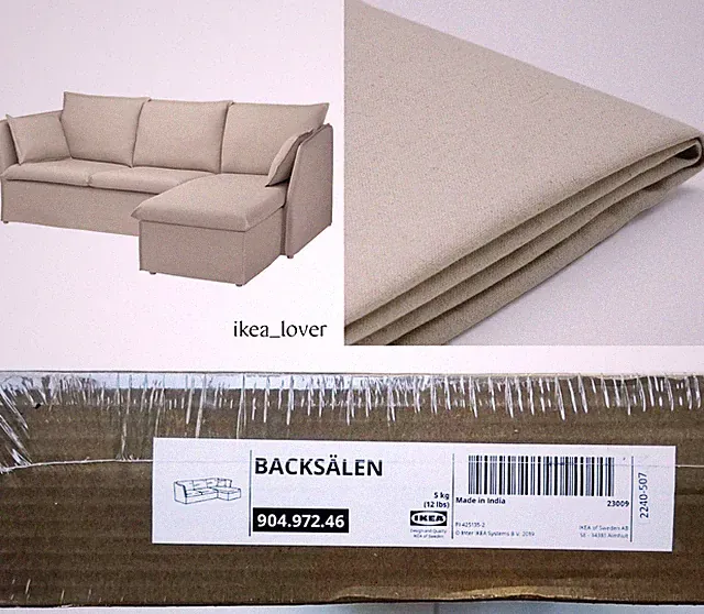 Ikea BACKSÄLEN ONLY Cover for sofa, with chaise/Katorp natural 904.972.46 - NEW