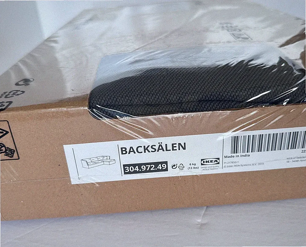 Ikea BACKSALEN Sofa with Chaise Cover, Hallarp gray 304.972.49 - NEW