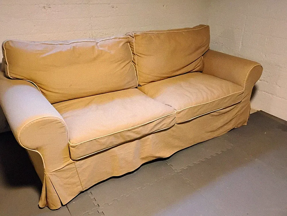IKEA Beige Sleeper Sofa 3-Seat Rolled Arm Pull-Out Bed