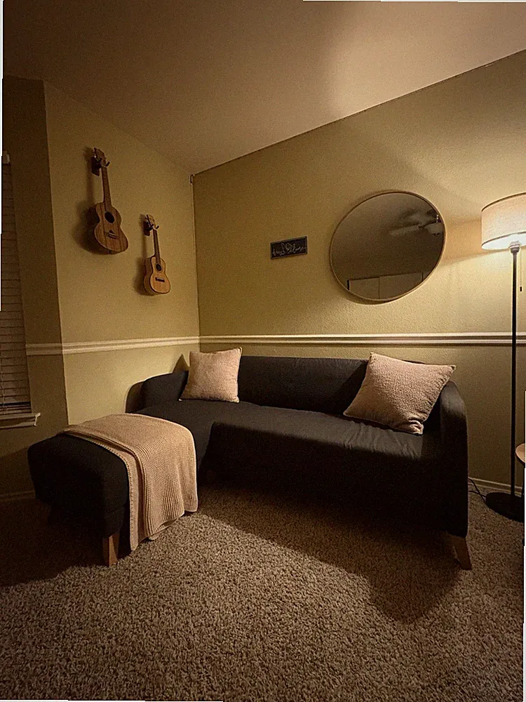 IKEA Black Sectional Sofa with Chaise, Wooden Legs, Modern Style