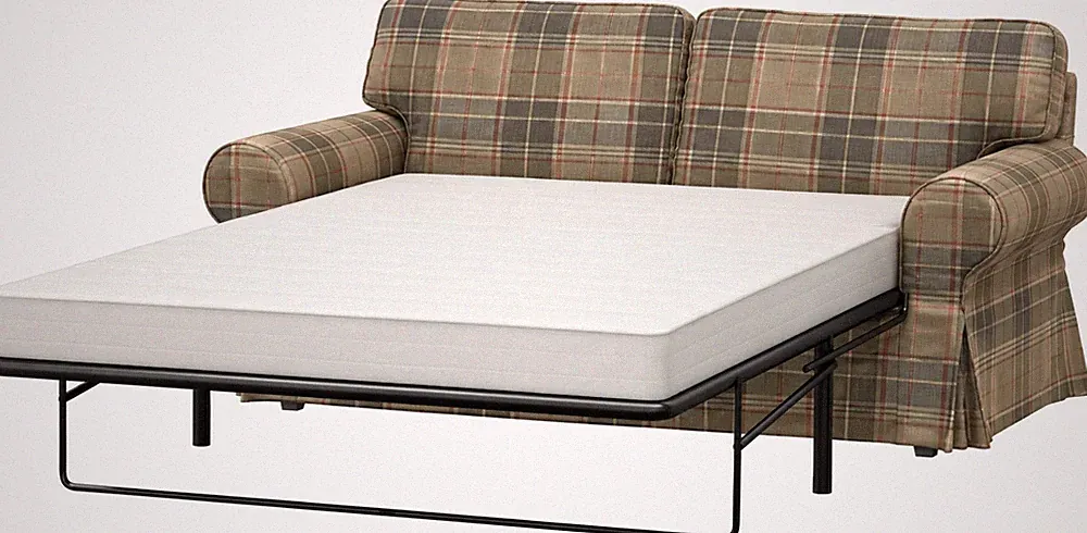 IKEA EKTORP 2-Seat Sofa Bed Sofabed Slipcover RUTVIK BEIGE Plaid 500.857.18