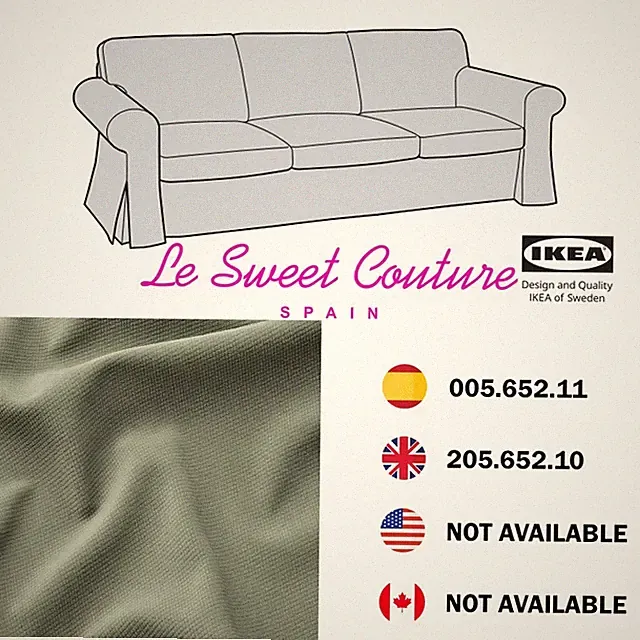 IKEA EKTORP Cover for 3-seat sofa, Hakebo grey-green 005.652.11 / 205.652.10