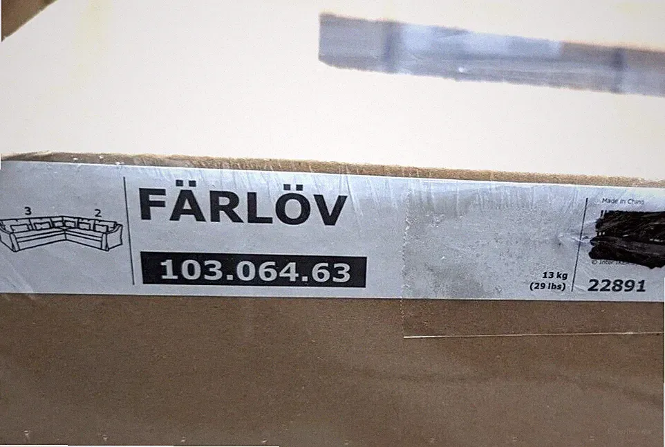 Ikea FARLOV 5 Seat Sectional Sofa LEFT Cover Slipcover DJUPARP DARK GRAY New!
