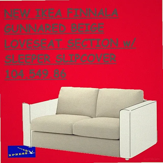 IKEA FINNALA GUNNARED BEIGE LOVESEAT SECTION w/ SLEEPER SLIPCOVER 104.549.86 NEW