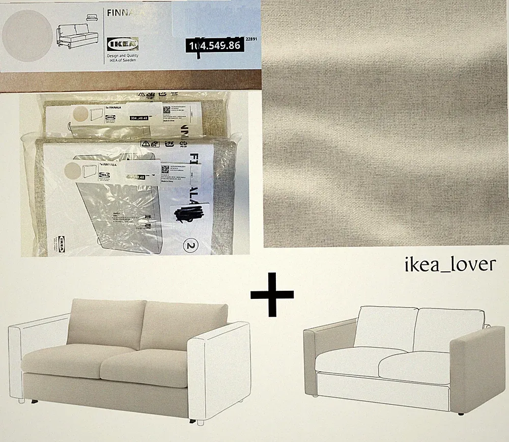 Ikea FINNALA SET COVER for for loveseat sleeper section + for chaise section-NEW