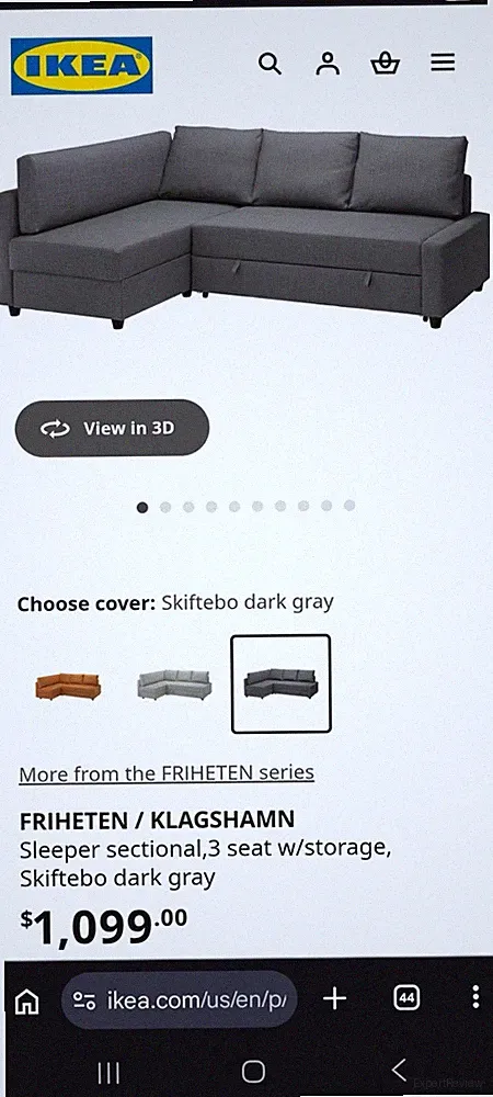 IKEA FRIHETEN KLAGSHAMN 3-Seater Sleeper Sectional Sofa Storage Dark Gray Modern