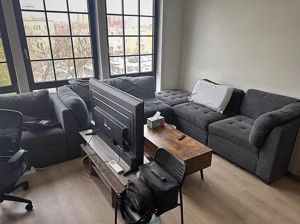 IKEA Gray L-Shaped Sectional Sofa – Modern Apartment Couch – Great Condition