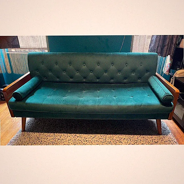 ikea green couch, three seater.