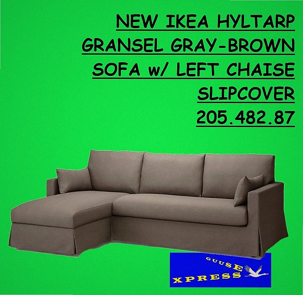IKEA HYLTARP 3-SEAT SOFA w/ CHAISE LEFT GRANSEL GRAY-BROWN COVER 205.482.87 NEW